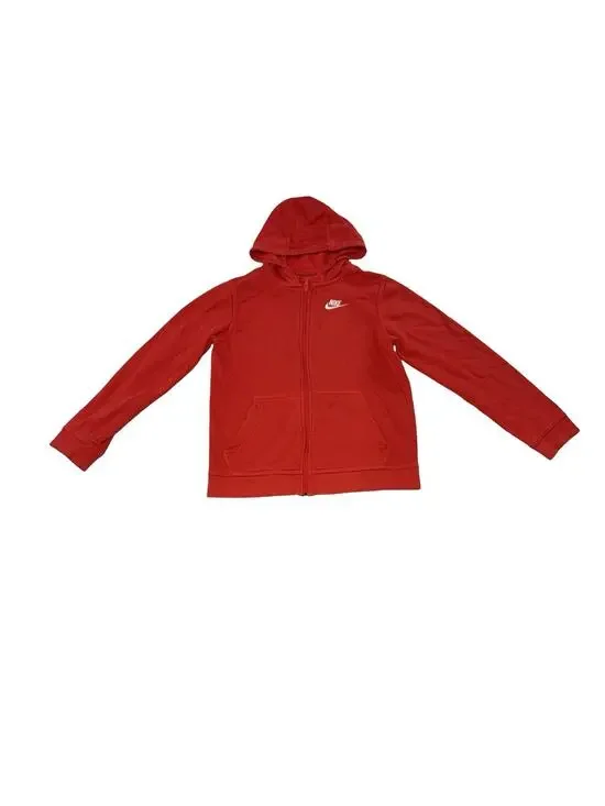 Nike Youth XS Red Full Zip Hoodie Sweatshirt White Swoosh Logo