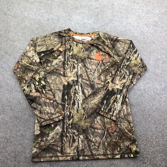 Carhartt Shirt Kids 10-12 Brown Camo Long Sleeve Hunting Base Layer Outdoor Top
