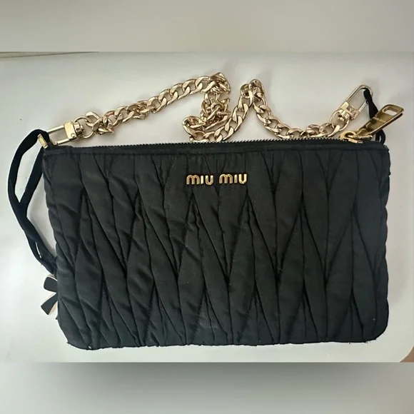 Miu Miu Black Quilted Y2K Pouch