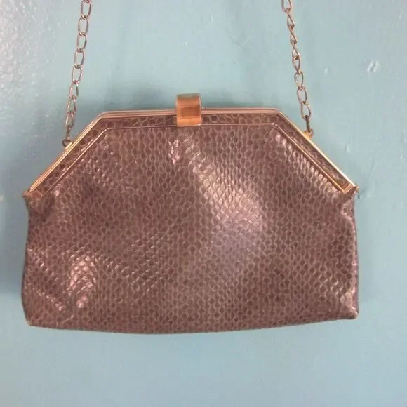 Vintage Snakeskin Bag in Gray 1950's