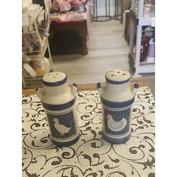 Chicken/Duck  Vintage Milkcan Salt & Pepper Shakers