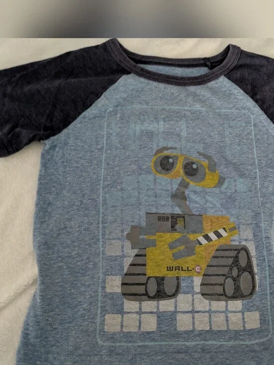 🛍️3/$15--GUC Pixar x Jumping Beans Wall-E blue heather raglan kids' t-shirt