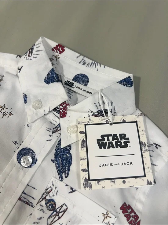 Janie and Jack x Star Wars Print Button-Up Icon Shirt - NWT - Size 12-18 Months