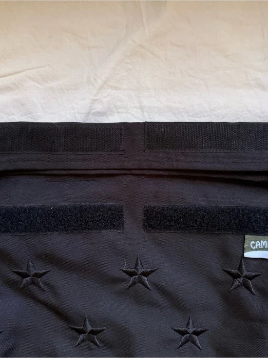 Camper Black Star-Embroidered Roll-Top Pouch