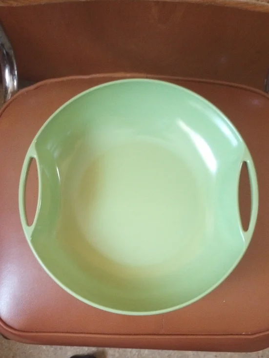 Vintage Large Green Melamine Casual Country Kitchen Serving Bowl w/ Handles