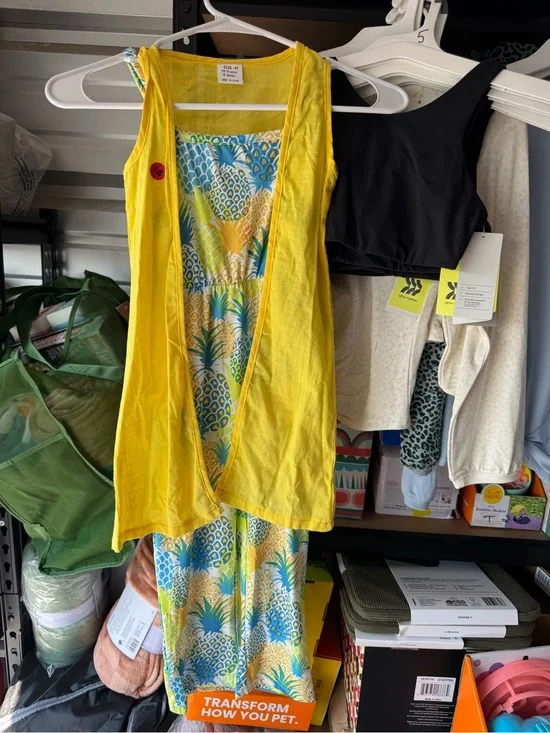 Yellow Pineapple Print Tank Dress