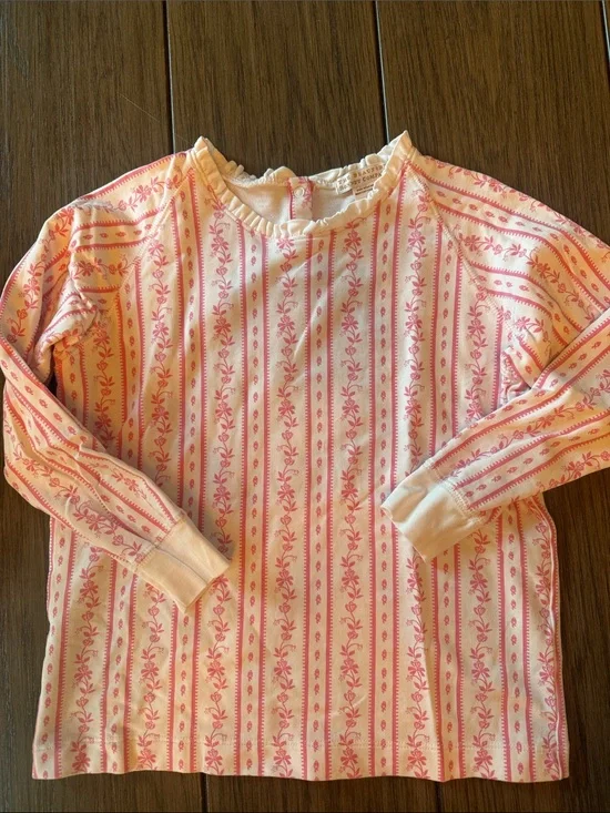 The Beaufort Bonnet Company Pink and White Striped Floral Long Sleeve Top