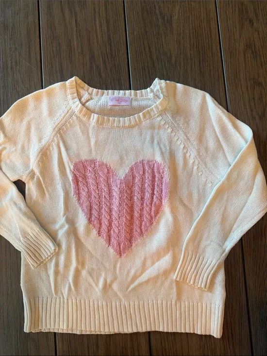 Pink Lily Cream Sweater with Pink Heart