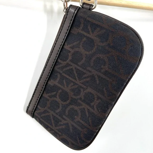 Calvin Klein brown wristlet‎ bag quiet minimalist classic