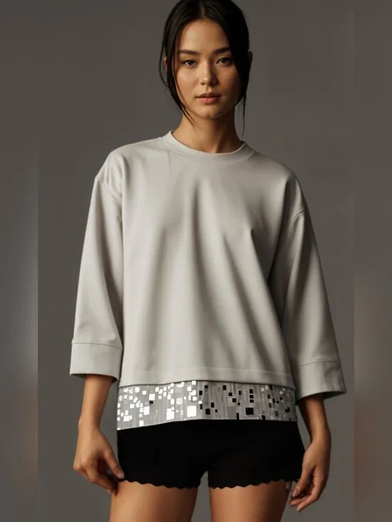 J. Crew Gray Sequin Hem Sweatshirt