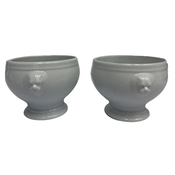 Revol French La Porcelaine Mini Lion Head Bowls White French Country Set of 4