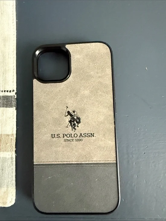 U.S. Polo Assn. Two-Tone Tan & Dark Gray Men’s Phone Case for iPhone 13 and 14