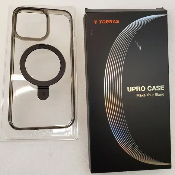TORRAS Ostand Magnetic Kickstand Case for iPhone 15 Pro Max Titanium Grey