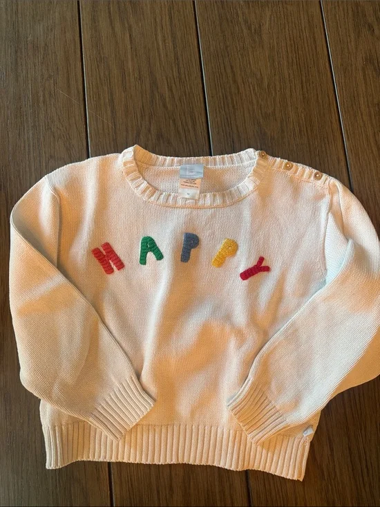 bella bliss Cream Sweater with Colorful HAPPY Letters