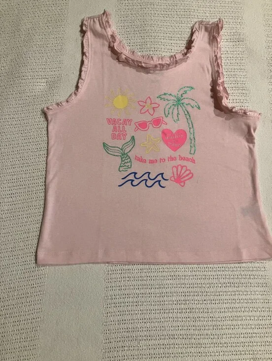 $3 If Bundled. Pink Girls' Beach Graphic Tank Top