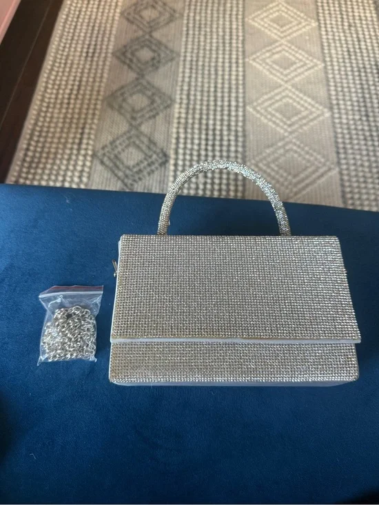 Silver Crystal Evening Top-Handle Bag
