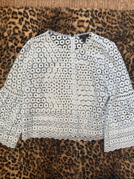 J. Crew Light BLUE Eyelet Crochet Blouse