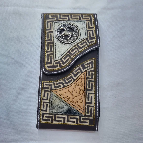 WESTERN LEATHER CELL PHONE CASE, FUNDA VAQUERA DE CUERO‎ COWBOY RODEO PHONE CASE