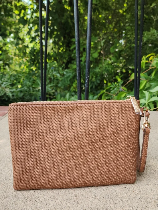 Anne Klein Brown Woven Wristlet Clutch