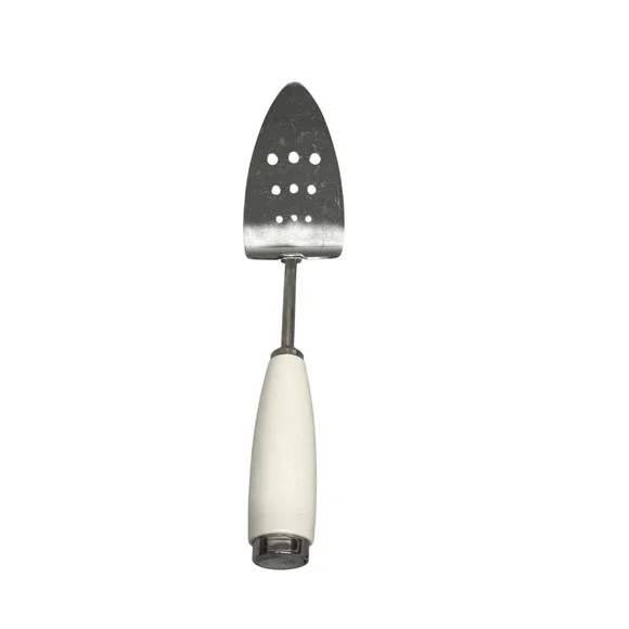 CorningWare Stainless‎ Steel Spatula White Plastic Handle Perforated Server