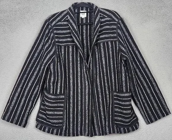 GAP Blazer Womens XL Black Wool Blend Hook and Eye Closure Pockets Academia