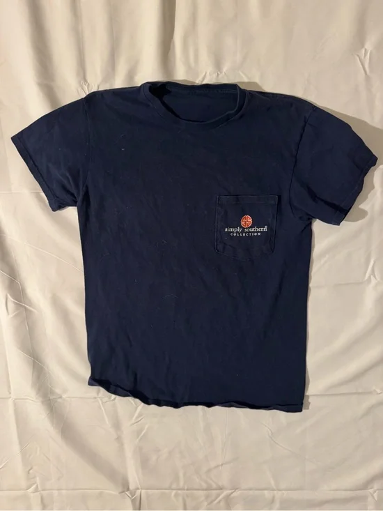 Simply Southern Navy Short-Sleeve Pocket Tee with Chest Logo