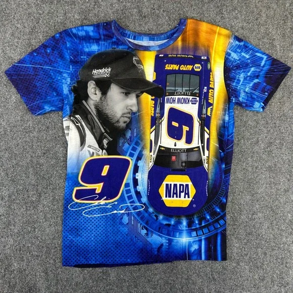 Chase Elliott NASCAR Hendrick Motorsports NAPA #9 All Over Print Shirt Boys L