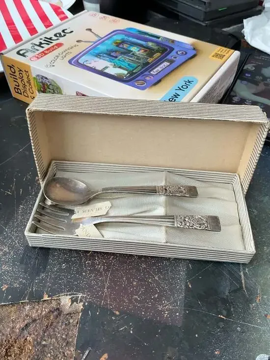Vintage Oneida Community Coronation Silverplate Spoon and Fork Serving Set