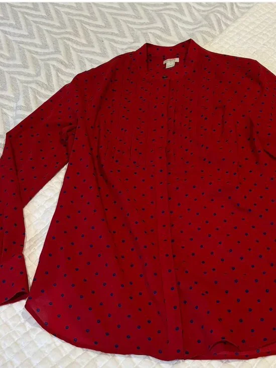 ❤️ J.Crew Red Polka Dot Blouse | Size Small ❤️