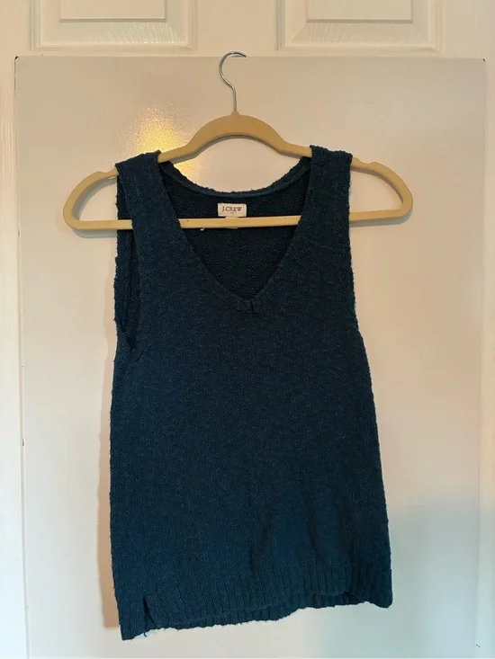 J. Crew Teal Knit V-Neck Sleeveless Shell