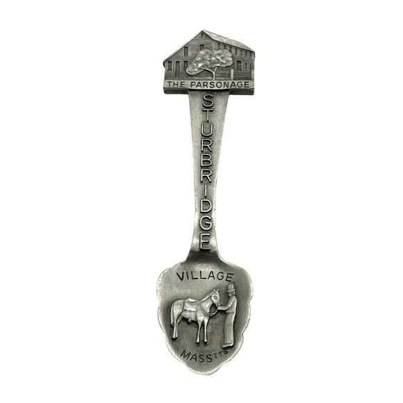 VINTAGE MASS Old Sturbridge Village Souvenir Collector Spoon Parsonage Pewter