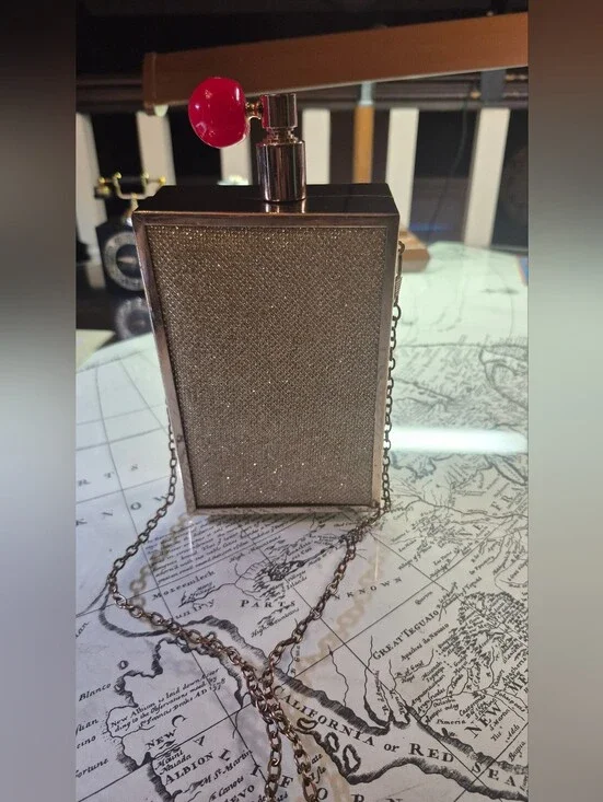 PERFUME BOTTLE CLUTCH WITH CHAIN