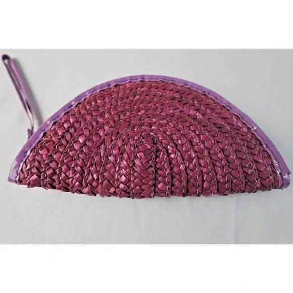 Clutch‎ Bag Purse Zip Closure Handmade Vintage Spring Summer Boho Straw Artsy