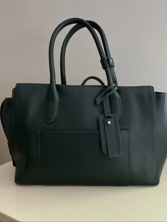 J. Crew Black Leather Double-Handle Tote
