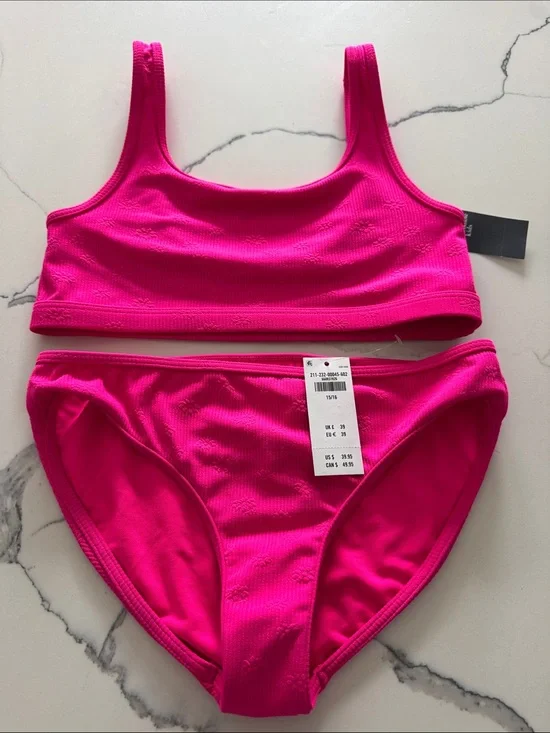 abercrombie kids Hot Pink Ribbed Tank Bikini Set