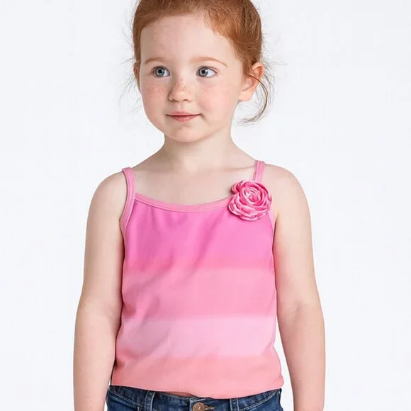 Wonder Nation Toddler Girls Ombre Tankini Swim Top Rose Detail Size 4T