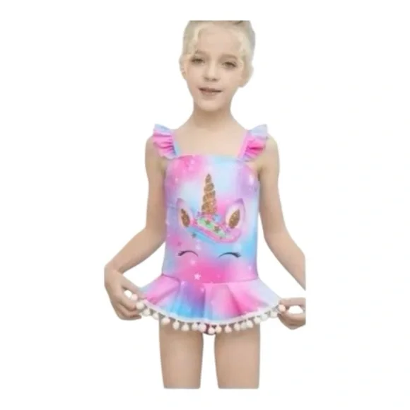 Unicorn Print Ruffle Swimsuit