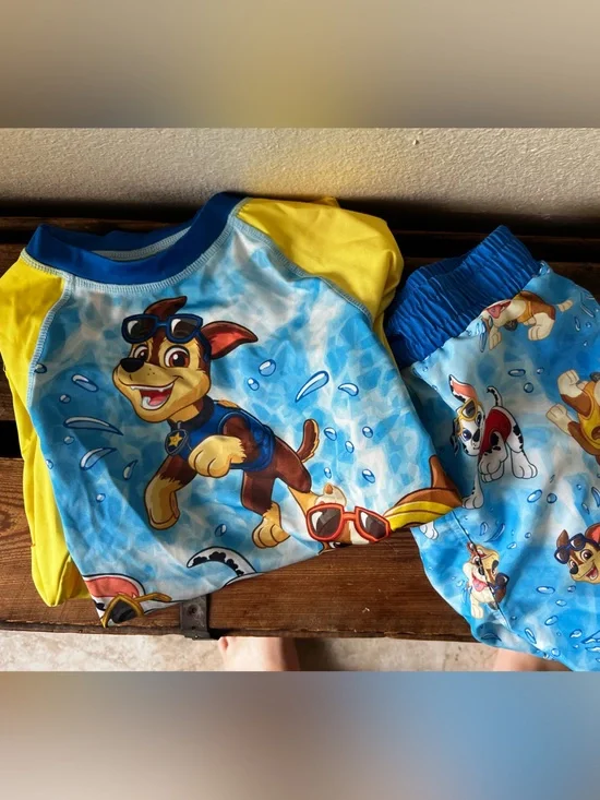 Paw Patrol 2-Piece Rash Guard Swim Set Chase Marshall Boys Size 6