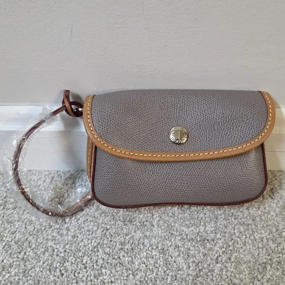 Dooney & Bourke Small Wristlet‎ Wallet Pouch Brow  Tan With Leather Trim New