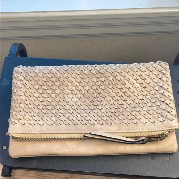 Urban‎ Expressions Woven Tan Foldover Clutch Crossbody