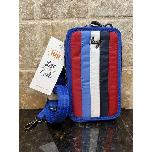 Lug Pike‎ Cellphone Mini Bag RFID Crossbody NWT LE Wristlet Red White Blue