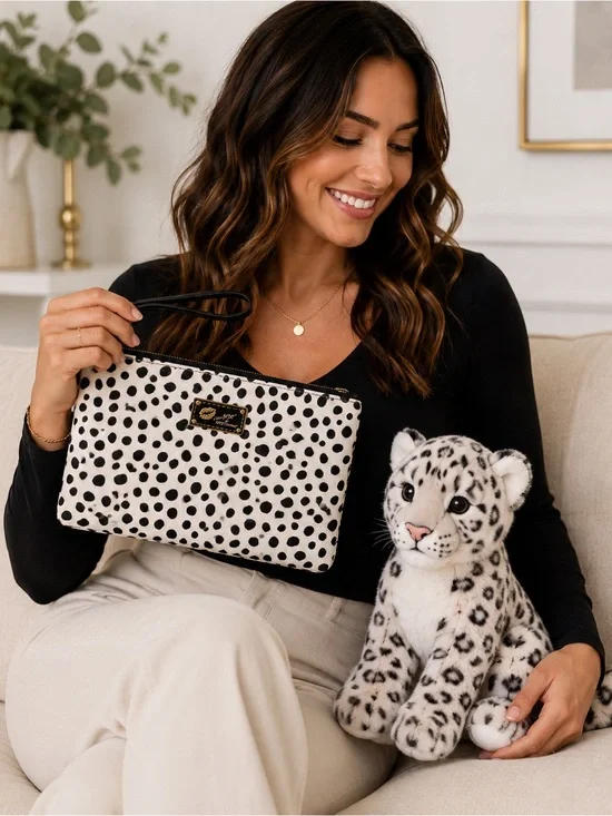 Betsey Johnson Luv Betsey Black & White Spotted Wristlet Clutch Crossbody Bag