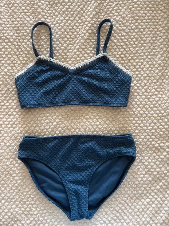 abercrombie kids Blue Bikini Set with White Trim
