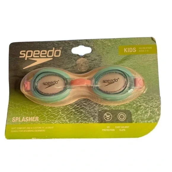 Speedo‎ Swimming Goggles Kids 3-8 Splasher Seafoam Pink NEW UV Protection