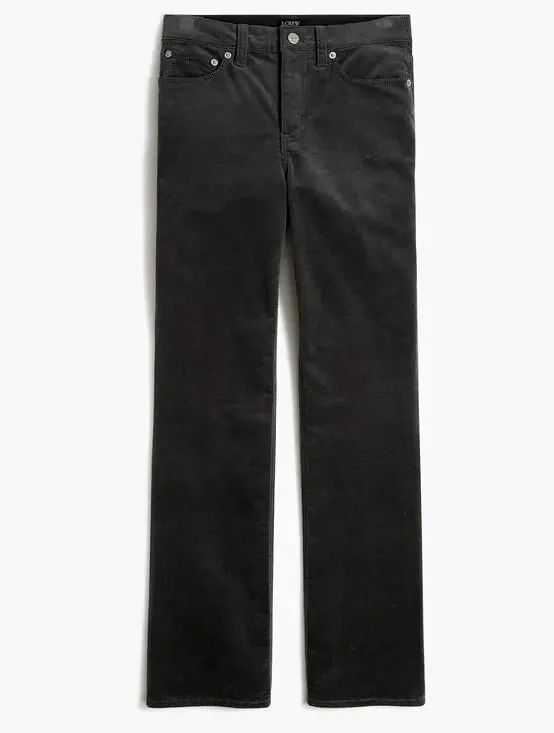 NWT J. Crew High Rise Flare Crop Corduroy Pant Coal Gray BA858 Size 25