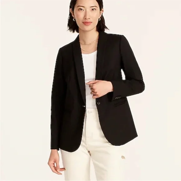 J. Crew Parke Black Blazer in Wool Flannel Jacket Business Women’s‎ Sz 10 NWOT