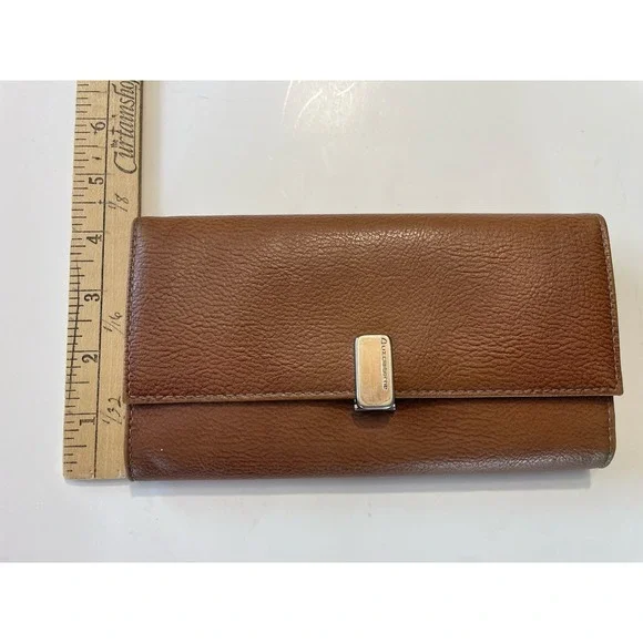 Liz Claiborne‎ Brown Clutch Wallet Snap Closure Checkbook Organizer Faux Leather