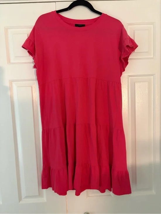J. Crew Pink Tiered Ruffle Sleeve Dress