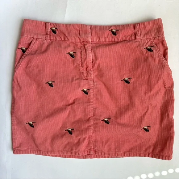 J. Crew Vintage Corduroy Coral Skirt with Duck Embroidery Size 10