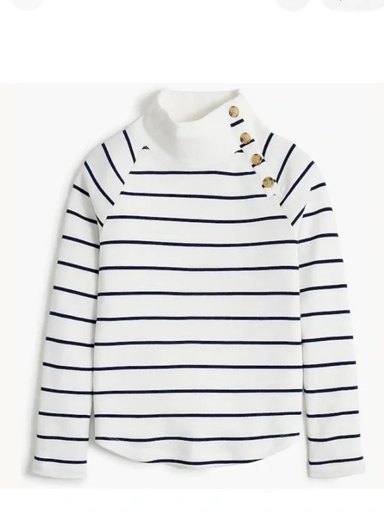 J. Crew Striped Wide Button Collar‎ Pullover Lightweight Sweatshirt Size Small